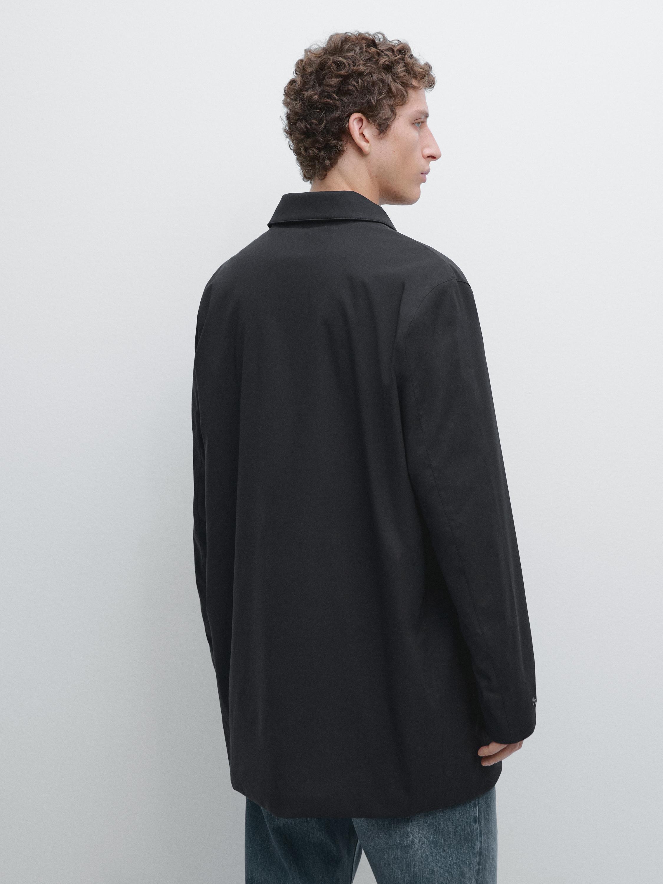 Water-repellent fabric trench coat